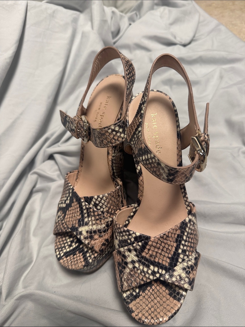 kate spade Snake-Print Platform Slingback Sandals - Brown & Black